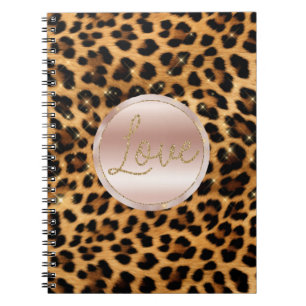 Caderno Espiral Impressão Leopard Dourada para Rosa de Menina boni