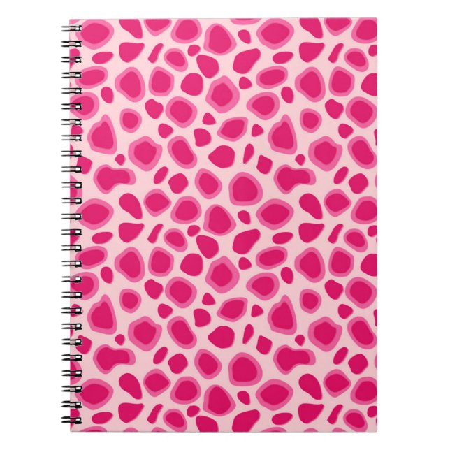 Caderno Espiral Impressão Leopard - Fuchsia e rosas claro (Frente)