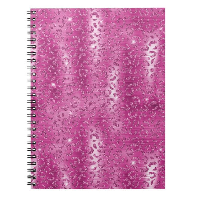 Caderno Espiral Impressão Leopardo Branca Cor-de-Rosa (Frente)