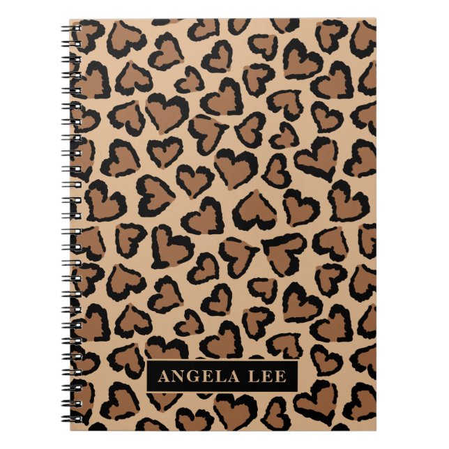 Caderno Espiral Impressão Leopardo Cujo Nome Personalizado (Frente)
