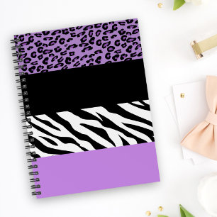 Caderno Espiral Impressão Leopardo, Impressão Zebra, Impressão Ani
