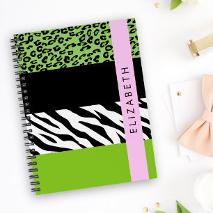 Caderno Espiral Impressão Leopardo, Impressão Zebra, Verde, Seu No