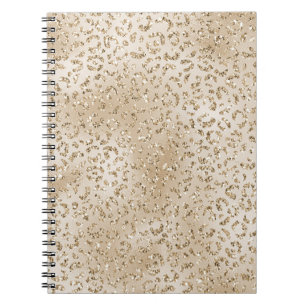 Caderno Espiral Impressão Leopardo Luminosa Dourada