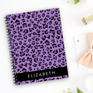Caderno Espiral Impressão Leopardo, Manchas, Leopardo Roxo, Seu No