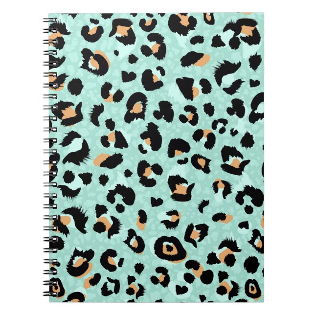 Caderno Espiral Impressão leopardo, padrão animal (Frente)