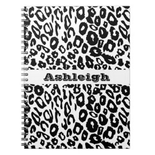 Caderno Espiral Impressão Leopardo Preto e Branco