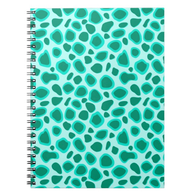 Caderno Espiral Impressão Leopardo - Turquesa e Aqua (Frente)