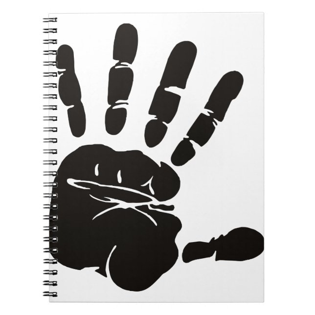 Caderno Espiral Impressão Mão Preta (Frente)