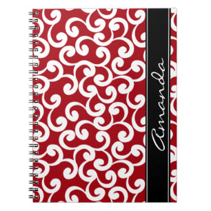 Caderno Espiral Impressão Monogrammed dos elementos do vermelho d