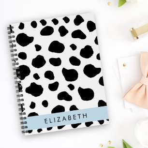 Caderno Espiral Impressão, Pontos De Vaca, Preto E Branco, Seu Nom