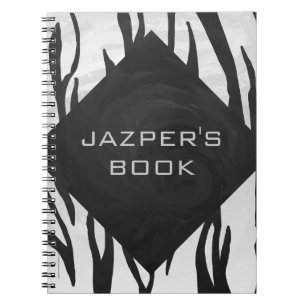 Caderno Espiral Impressão preto e branco do tigre do monograma