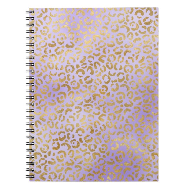 Caderno Espiral Impressão púrpura Dourada do Glam Leopard (Frente)