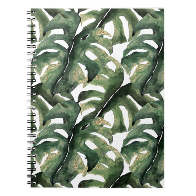 Caderno Espiral Impressão tropical em aquarela (Frente)