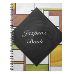 Caderno Espiral Impressão Verde Amarelo Mondrian
