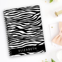 Caderno Espiral Impressão Zebra, Stripes, Preto E Branco, Seu Nome