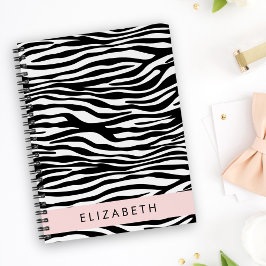 Caderno Espiral Impressão Zebra, Stripes, Preto E Branco, Seu Nome