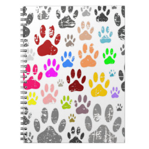 Caderno Espiral Impressões Coloridas De Vidraças De Cães Em Cinzas