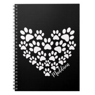 Caderno Espiral Impressões personalizadas de pata cardíaca
