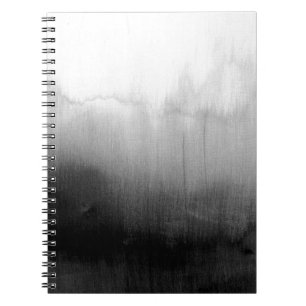 Caderno Espiral Inclinação preto e branco moderno da aguarela
