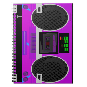 Caderno Espiral Incrível Boombox Ilustrado Roxo dos Anos 80