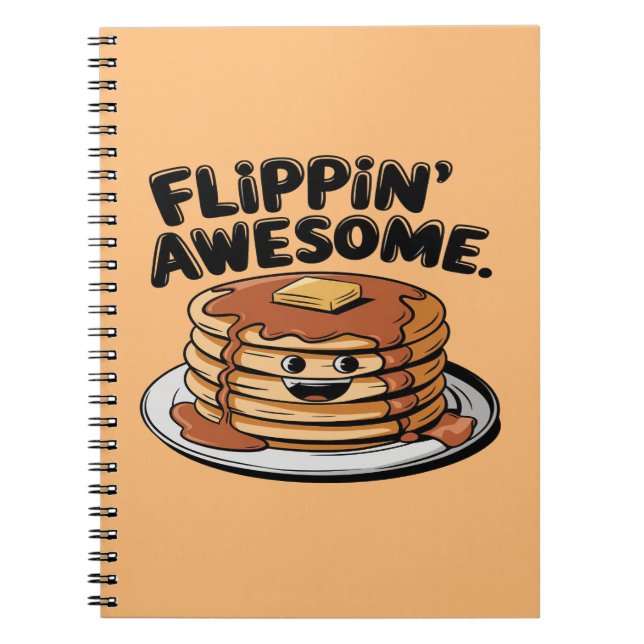 Caderno Espiral Incrível Pancake Stack Engraçado Café da Manhã (Frente)