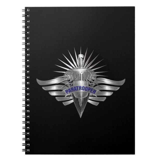 Caderno Espiral Incrível Paratrooper Personalizado Asas Projetadas (Frente)