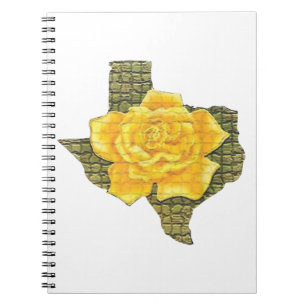 Caderno Espiral Incrível Rosa Amarela Da Flor De Padrão Do Texas