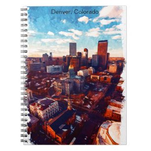 Caderno Espiral Incrível Vista de Cidade do Colorado por Denver