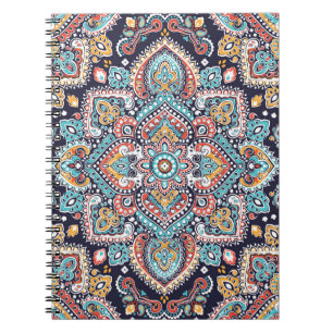 Caderno Espiral Indian Paisley: Padrão Étnico de Mandala