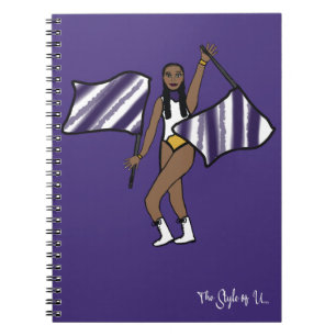 Caderno Espiral Indicador Dançarino Branco Acento Dourado Púrpura
