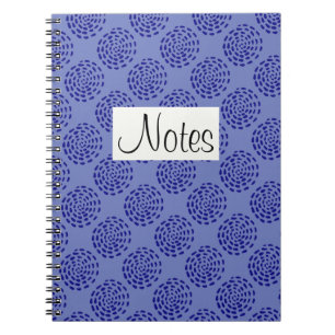 Caderno Espiral Indigo azul escuro padrão em círculo listrado em a