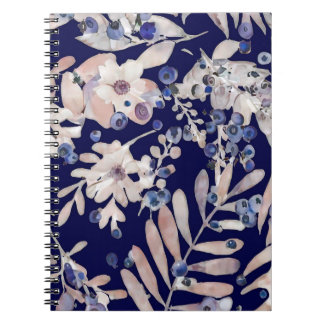 Caderno Espiral Indigo de Meia-Noite Eucalipto & Botânico de Mirti