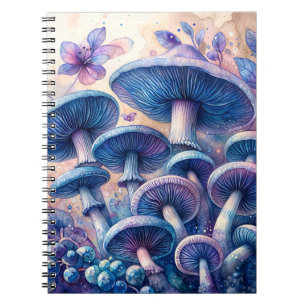 Caderno Espiral Indigo Milk Boné Mushroom Watercolor
