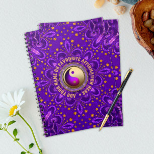 Caderno Espiral Indigo Roxo Ouro Cura Energética Holística Angelic