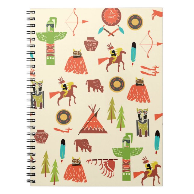 Caderno Espiral Índios Americanos: Fundo Cultural. (Frente)