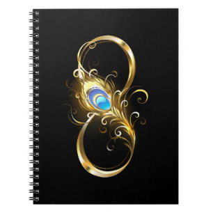 Caderno Espiral Infinidade com a pena Pavão de Ouro