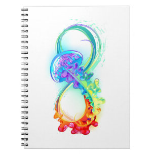 Caderno Espiral Infinidade com água-vivas do Arco-Íris