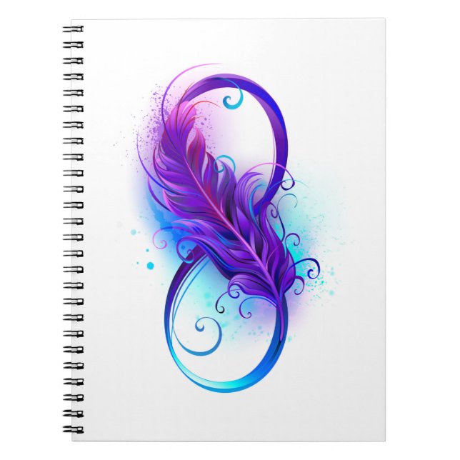 Caderno Espiral Infinidade com pena roxa (Frente)