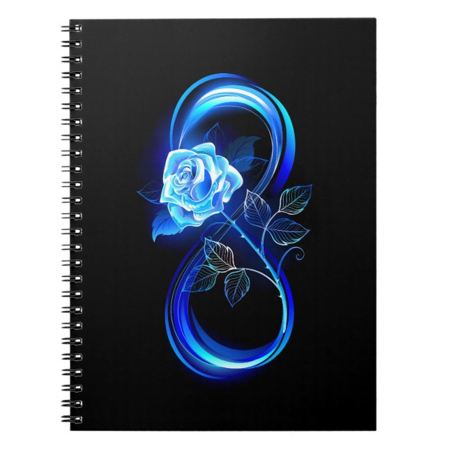 Caderno Espiral Infinito brilhante com rosa azul (Frente)