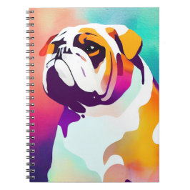 Caderno Espiral Inglês Bulldog Dog Wild Nature Animal Painting