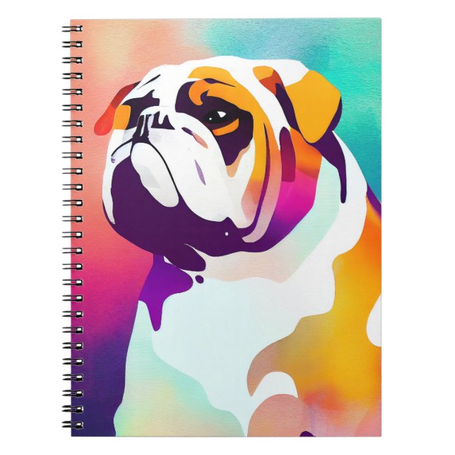 Caderno Espiral Inglês Bulldog Dog Wild Nature Animal Painting (Frente)