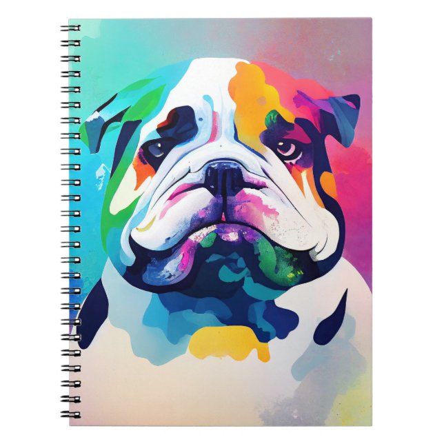 Caderno Espiral Inglês Bulldog Dog Wild Nature Animal Painting (Frente)