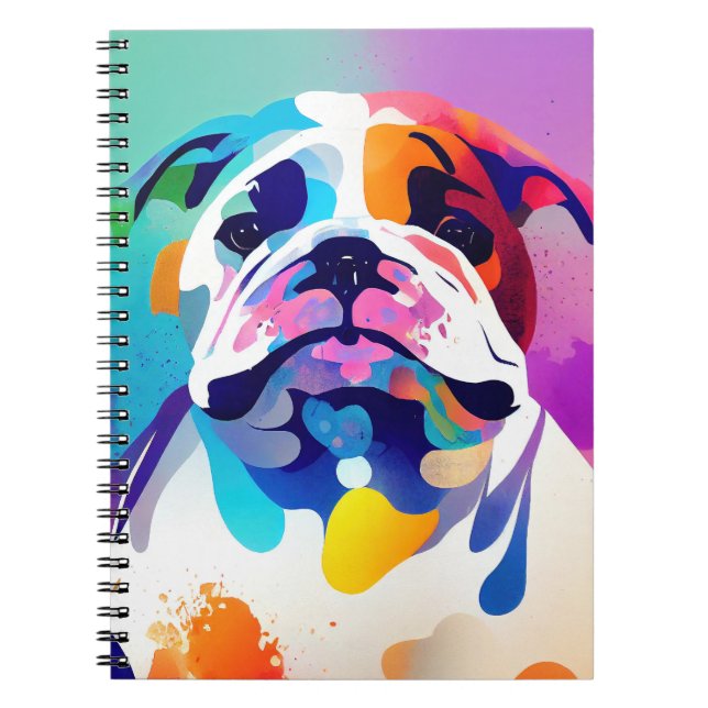 Caderno Espiral Inglês Bulldog Dog Wild Nature Animal Painting (Frente)