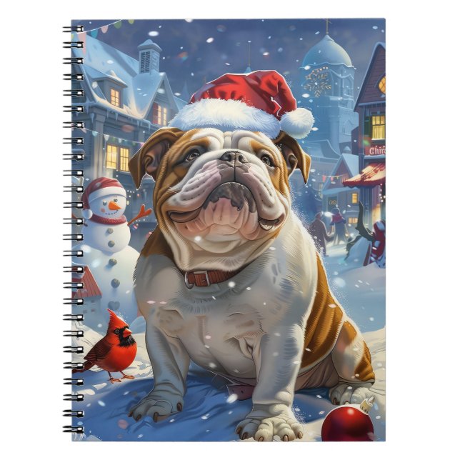 Caderno Espiral Inglês Bulldog Winter Wonderland Natal Joy (Frente)