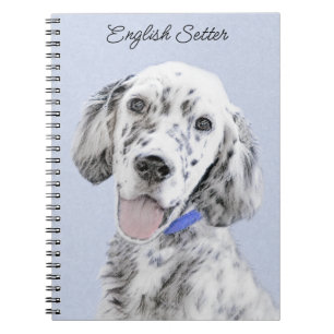 Caderno Espiral Inglês Setter Blue Belton pintando arte canina