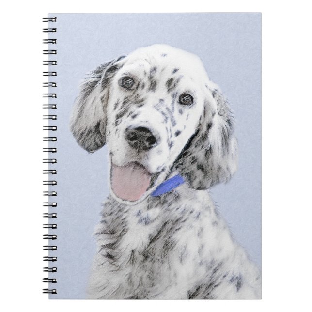 Caderno Espiral Inglês Setter Blue Belton pintando arte canina (Frente)
