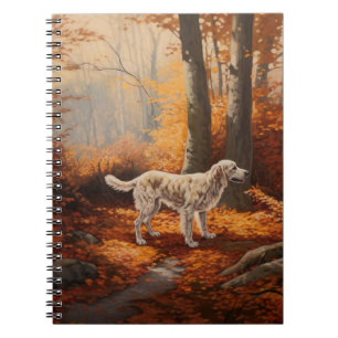 Caderno Espiral Inglês Setter no outono Folhas Cair Inspire