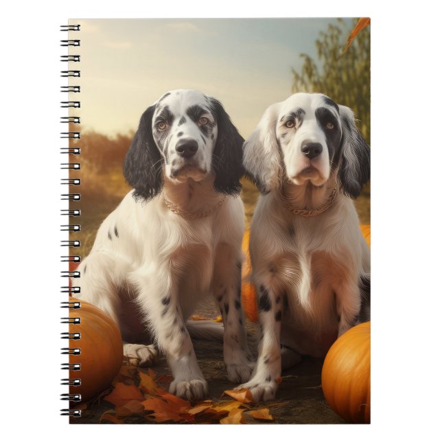 Caderno Espiral Inglês Setter Puppy Autumn Delight Pumpkin (Frente)