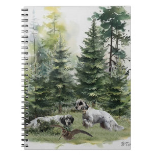 Caderno Espiral Inglês setter , Woodcock Hunting , Art