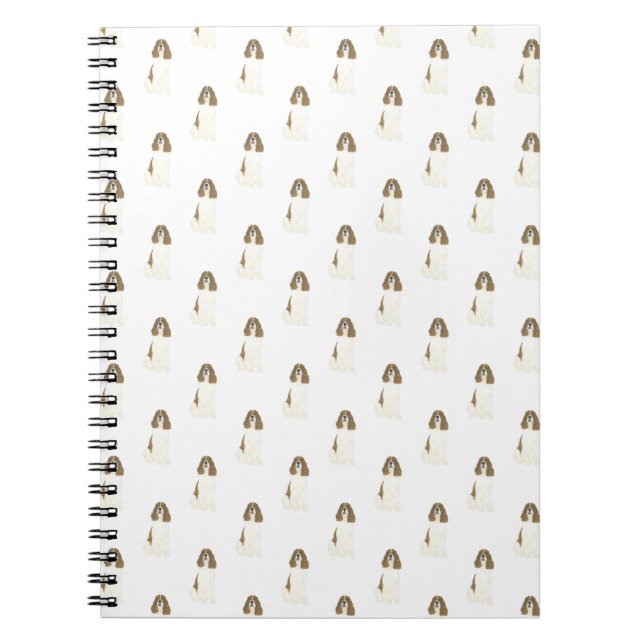 Caderno Espiral Inglês Springer Spaniel (fígado e branco) (Frente)